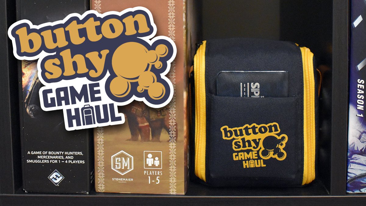 buttonshy's tweet photo. The Button Shy Game Haul Bag: An adorable, and customizable bag that holds 18 Wallet Games. Made in connection with our friends at @Top_Shelf_Fun. Also, our newest game, Interceptor. Check it all out on Kickstarter: https://t.co/3ddyIgCBr3 https://t.co/RojJdVsUHH