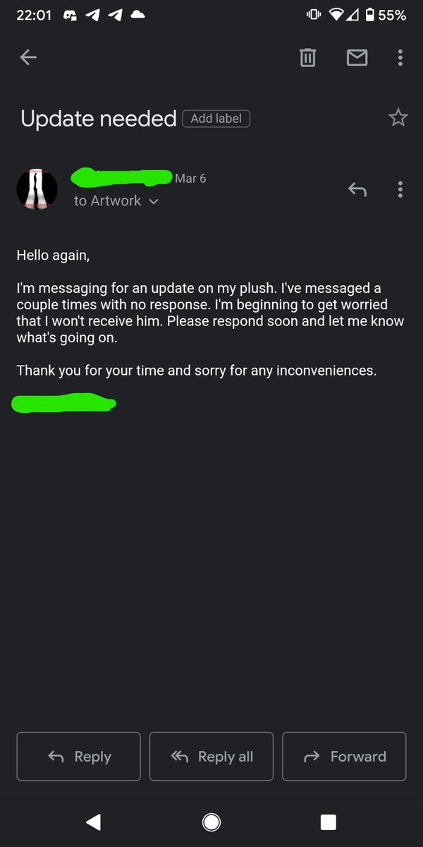 I apologized after I was told it would be handled on their end. I messaged 16 days later on February 25th after receiving no response. Then again on March 2nd and March 6th asking for updates. I got no response to those emails. This thread will continue in a new post