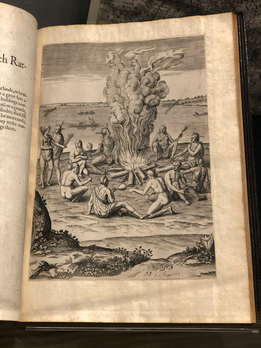 2) ..which tried and failed to establish a colony on the island of Roanoke in Virginia (now part of North Carolina). Hariot studied in detail the lives of the region's native inhabitants and his observations were illustrated by John White who had also travelled to Roanoke..