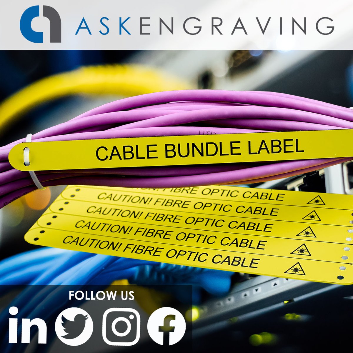 Made from micro capped acrylic, these engraved labels are tied on to a single cable or on to cable bundles using cable ties. Our Engraved Tie-on Labels are highly durable, flexible and water resistant. Available in any size, to your exact specification