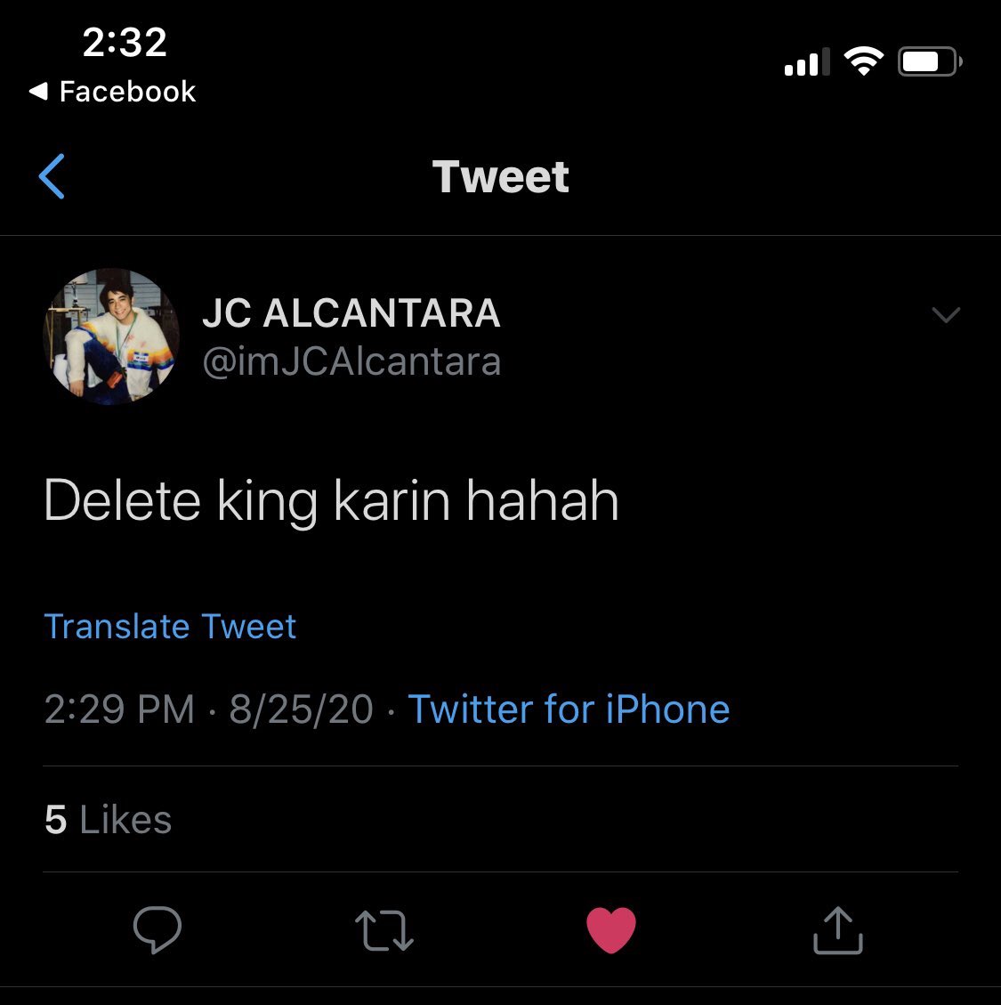 When JC presumably referred to Tony as his fellow Delete King, but JC eventually deleted this post  Fun Fact: Delete King is a term of endearment used by lovers to address their significant other, like babe, love, sweetheart. yuck. 