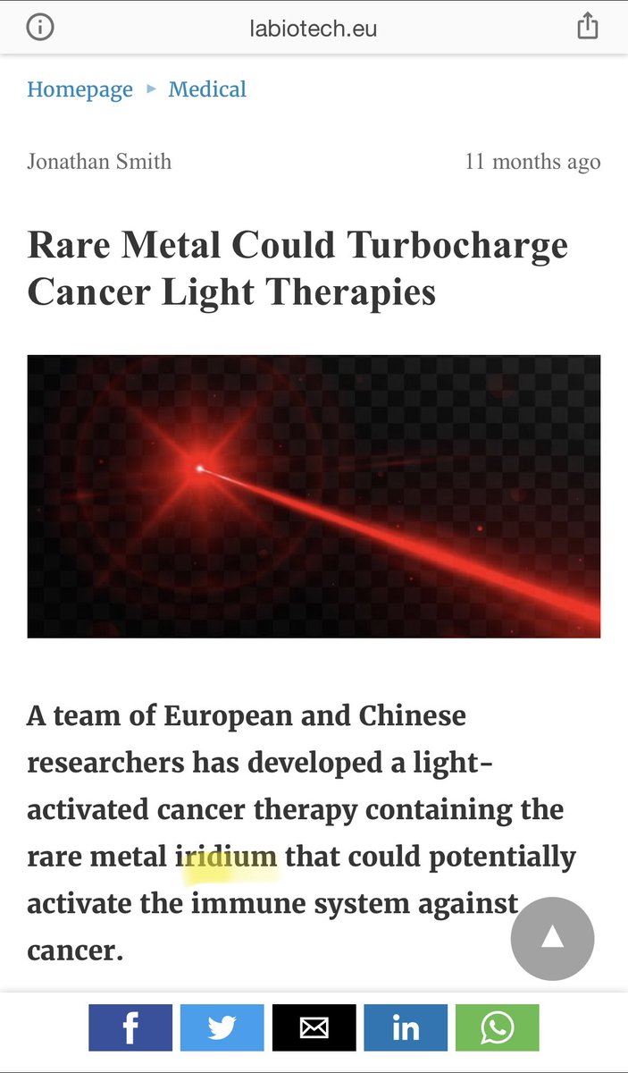 Q694-What IF cures already exists?  IRIDIUM Kills cancer?Withholding cures? @Pouissant1