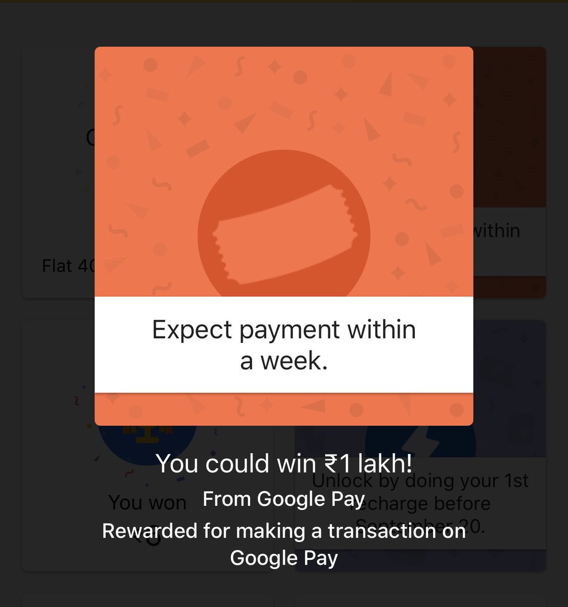 parampreet's tweet photo. @GooglePayIndia I received a scratch card for making a payment few days back, but the app doesn’t allow me to “scratch” it by swiping back and forth. https://t.co/iKB1oWtcWQ