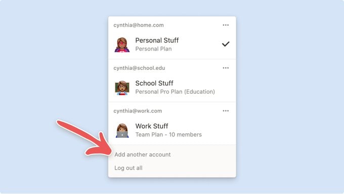 2/  @NotionHQ now allows you to easily switch from one account or one workspace to anothermaking the experience much more pleasant for users who have several workspaces/accounts within Notion