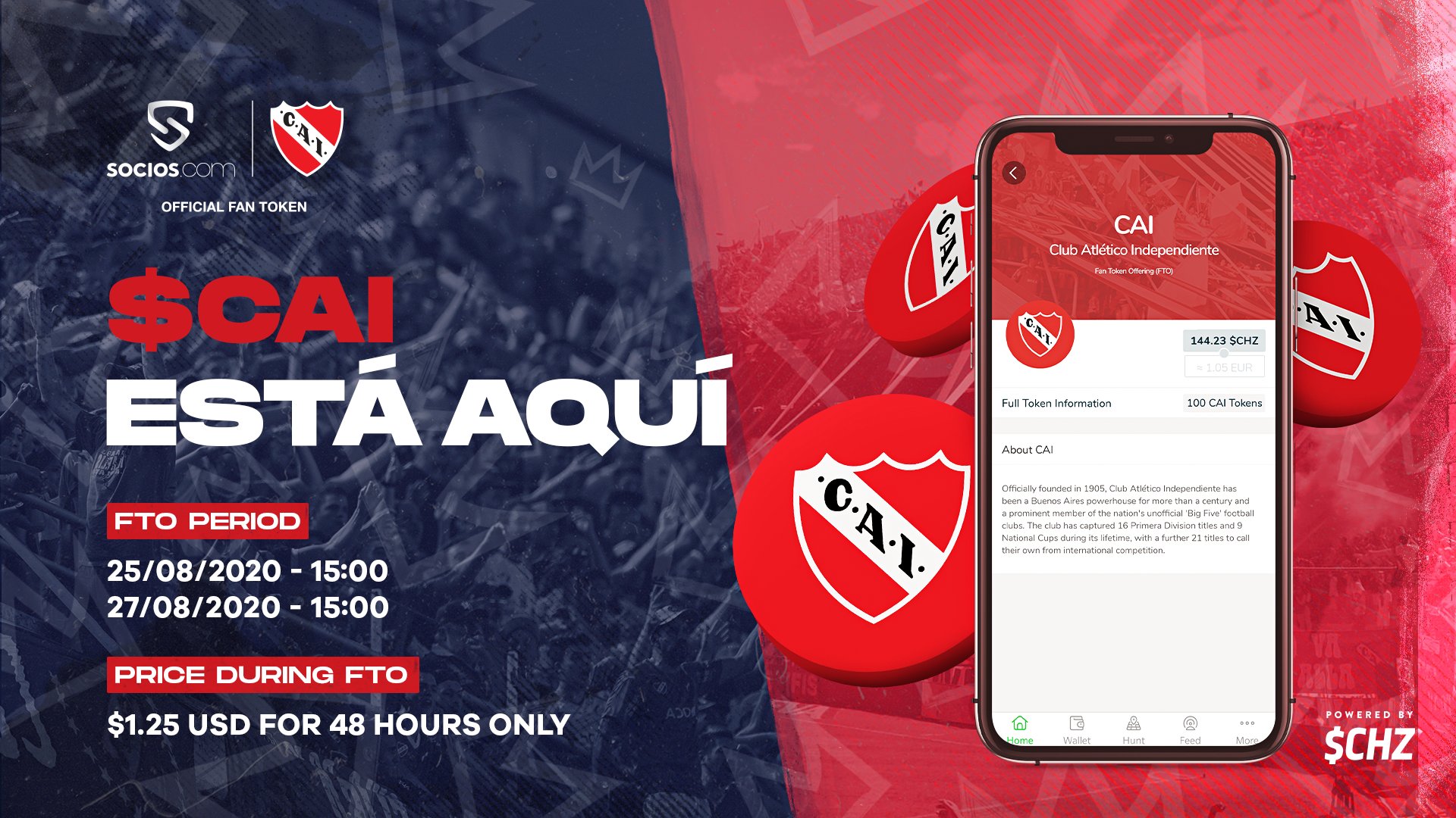 Club Atletico Independiente Fan Token (CAI) price, marketcap and