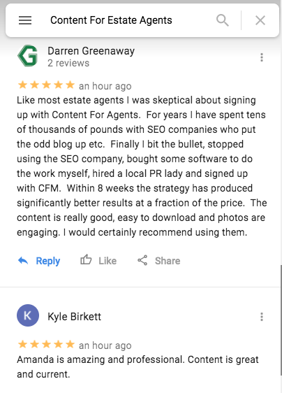 broadwaypublish's tweet image. They&apos;re like buses... You wait ages for a new 5 star Google Review, and then two come along at once 🙌 #content #contentmarketing #contentforestateagents #EstateAgents #ContentCreator #estateagentsuk @JunoProperty @DarrenGreenaway