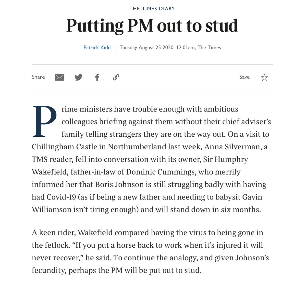 9. Rumblings in the media today confirm my view that he was only ever put in place for that sole purpose. After 2 years of an establishment vilification process (see the article in 1.) they deployed a cartoon caracter politician to garner their majority. He's served his purpose.