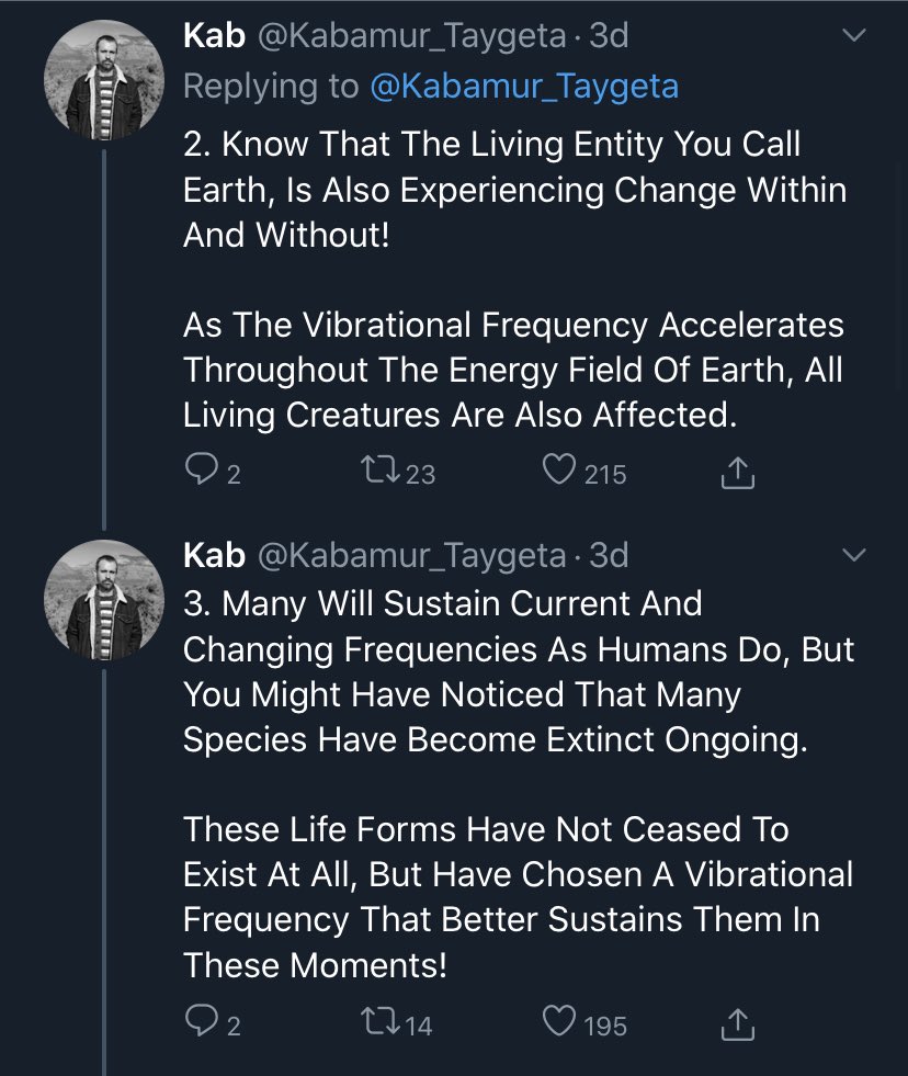These sorts of Q-meets-New Age accounts are priming people to sacrifice themselves for the state at a later date. Lots of talk of meeting on the “other side,” going “off planet,” “changing frequencies.” We ignore them at our peril. These are mainstream beliefs now.
