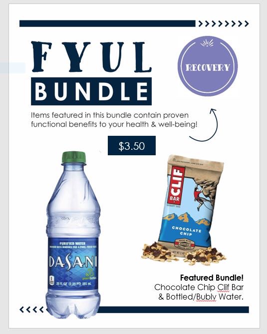 lmu_dining's tweet photo. Stop by Campus Grounds to grab this month’s FYUL Bundle! #dasaniwater #cliffbars https://t.co/krHNCvVI2W