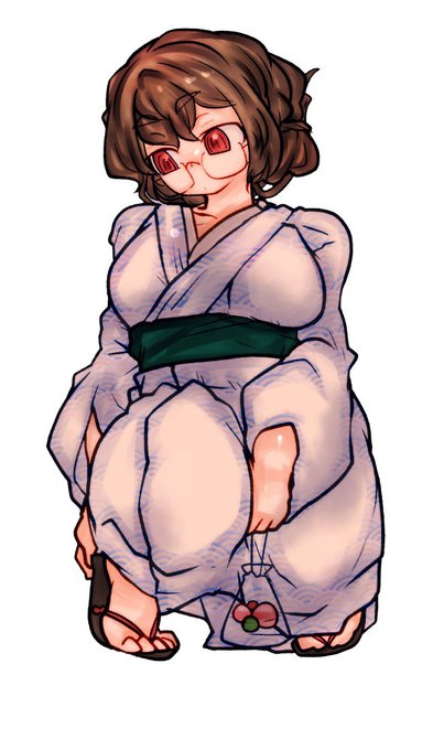 コミッション 浴衣めがねさん #オリジナル #浴衣  