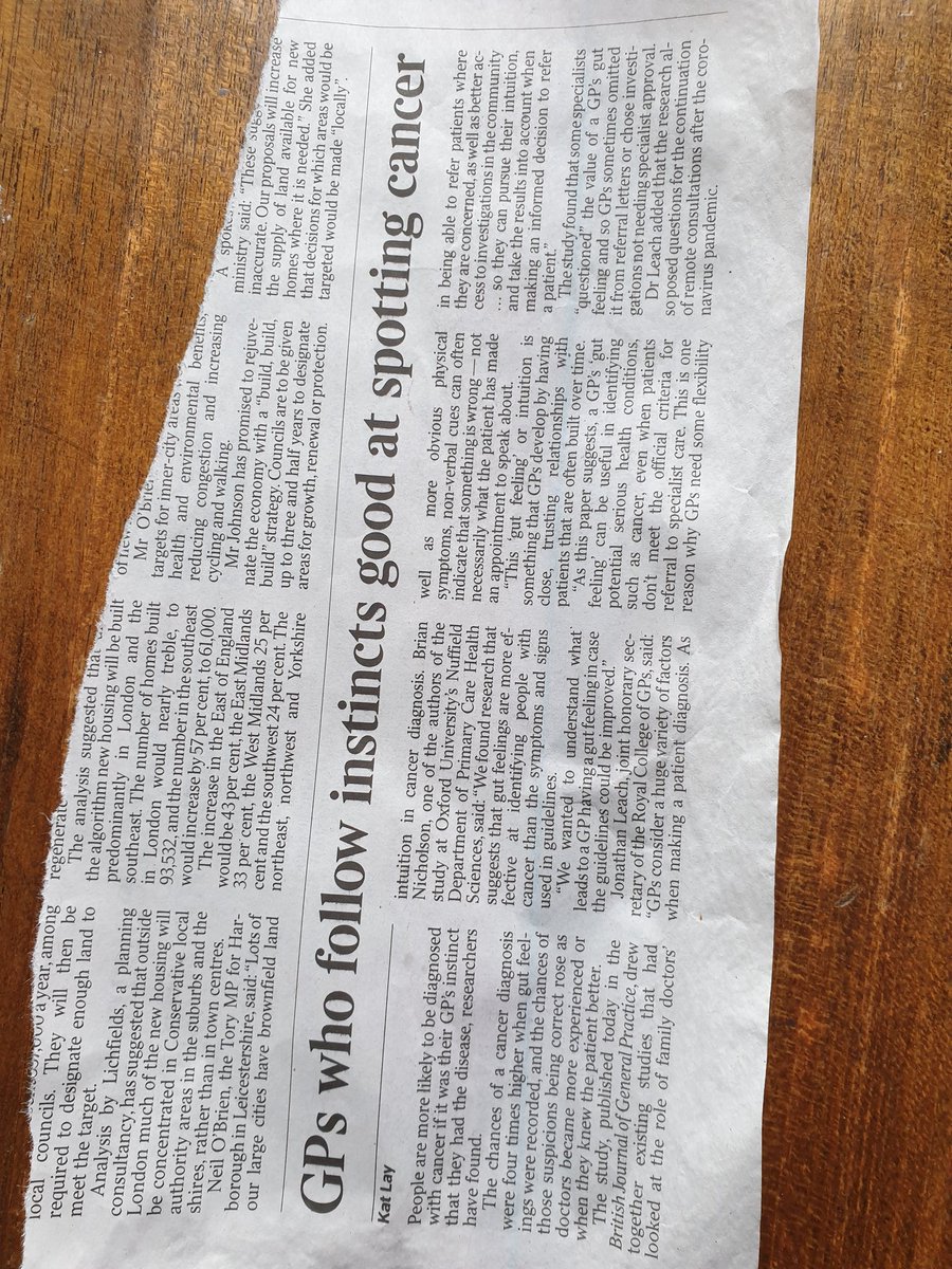 GPs "gut feeling" more effective than guidelines- today in BJGP