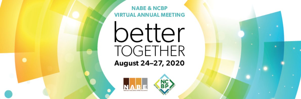 The theme for NABE/NCBP Annual Meeting is "Better Together" and I can't think of a "better" way to sum up 2020. We need to work together and find innovative ways to continue to learn and grow. 

#NCBPbettertogether #NABEbettertogether (<a href="/barpresidents/">NCBP</a> <a href="/nabe_news/">NABE News</a>)