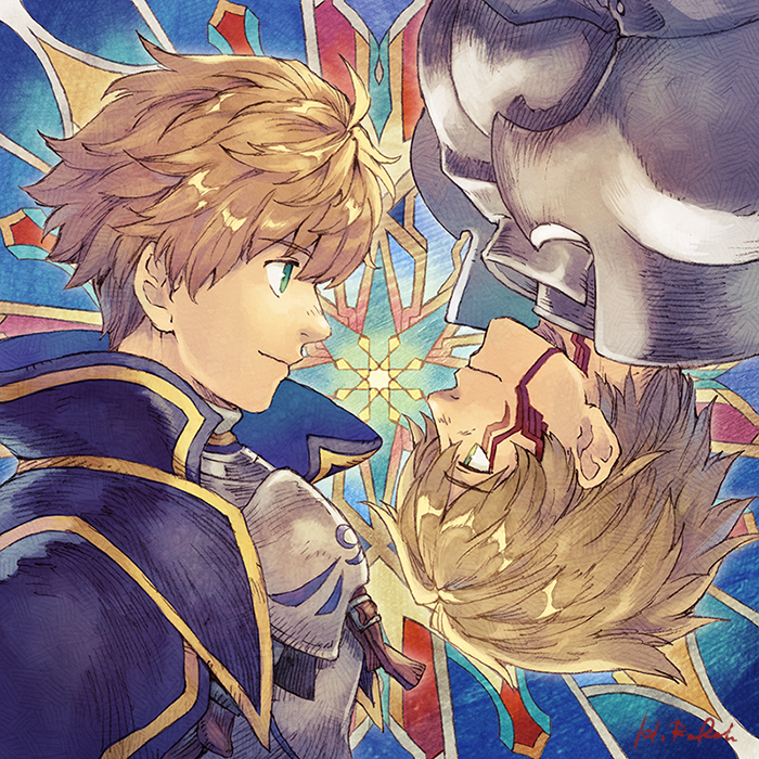 旧セイバー(Fate) 「描いてと言ってもらえたので描いたアーサーとケイ卿なんですけどケイ卿色わかんなくな」|橋日露光🌹Rokoh Hashibiのイラスト