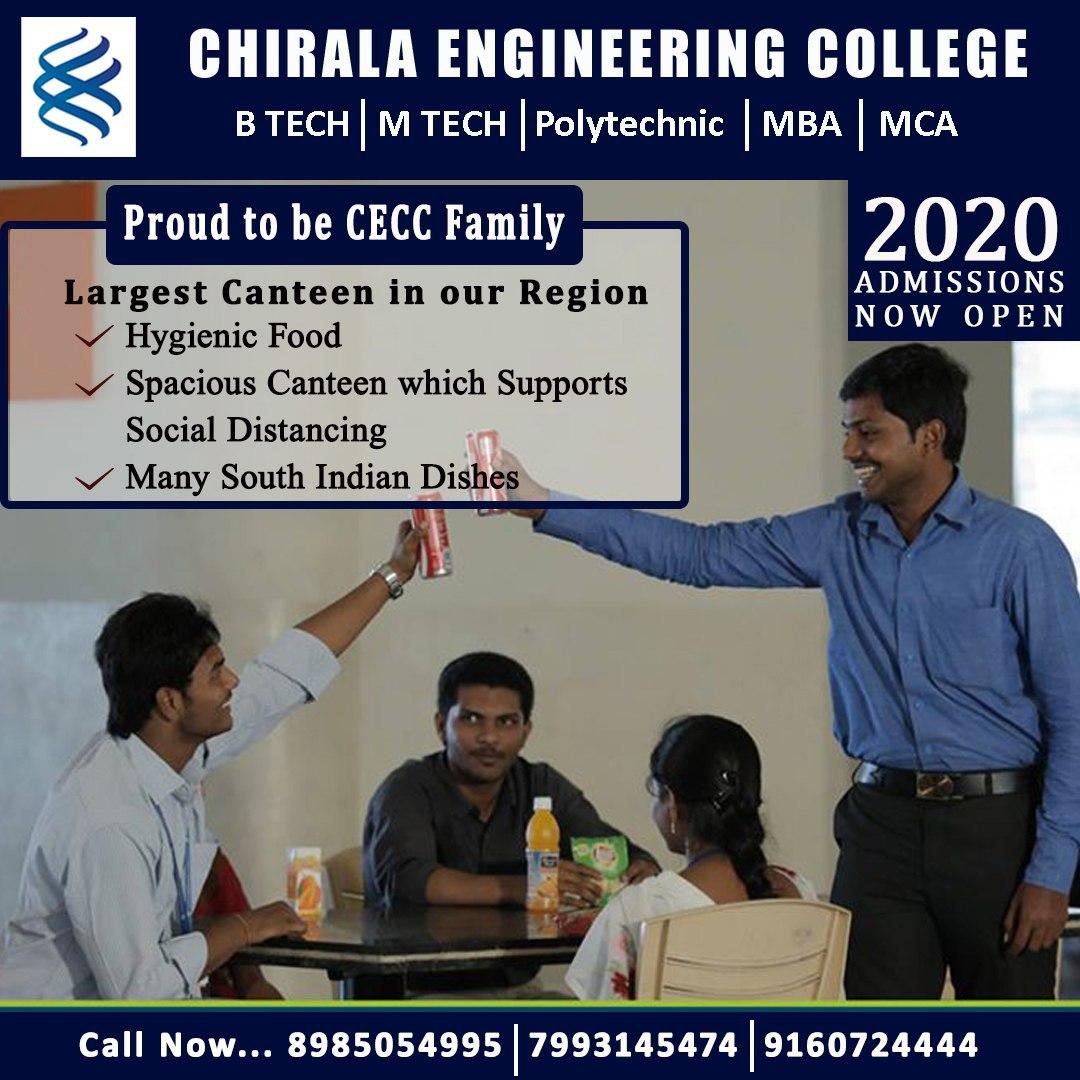 CEC_College's tweet photo. Largest Canteen in our Region
Hygenic Food
Spacious Canteen which supports Social Distancing
Many South Indian Dishes

2020Admissions Open Now. Register at: https://t.co/RrxBgvUznn

#CECC #AdmissionsOpen #ChiralaEngineeringCollege https://t.co/kxzU4X55r4