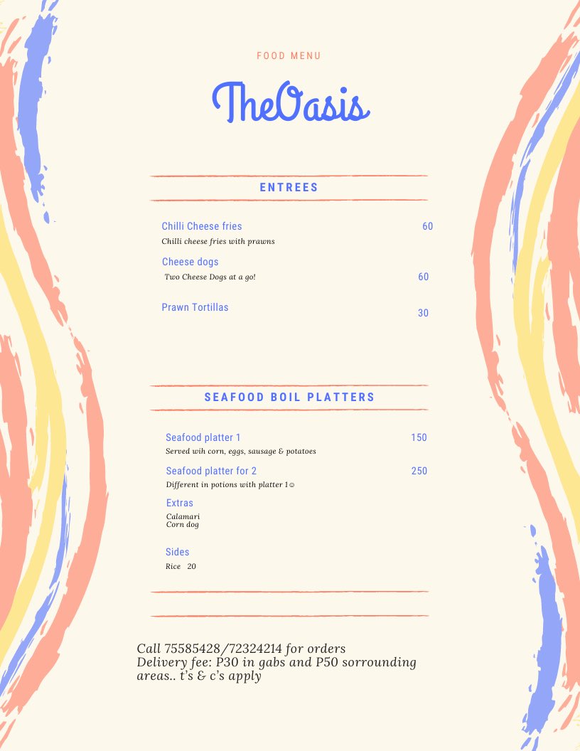 Hello 👋🏽 We sell seafood in its variety. Below is our best seller our SEAFOOD BOIL All orders will be made on pre-payment.
Our delivery services is P30 around gabs &amp; P50 surrounding areas.  

Please browse through for our prices. 

Call: 75585428
WhatsApp: 72324214 for inquiries.