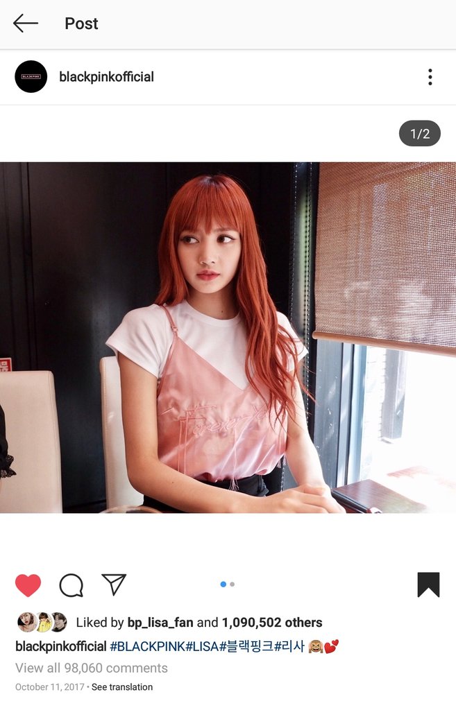 Lisa is the first female kpop idol to have 1M likes on an IG post.