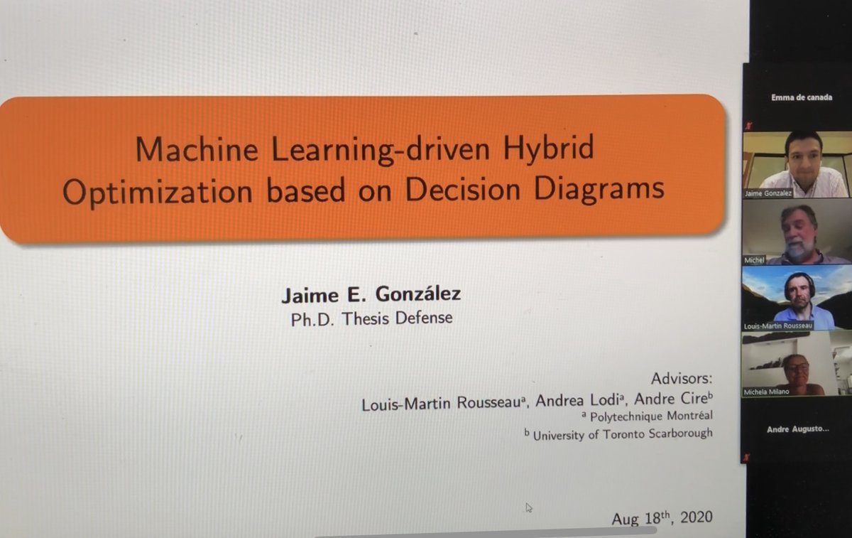 jegonzalezj's tweet photo. Thrilled to announce that I successfully defended my PhD thesis last week at @polymtl. A huge thanks to everyone who supported me throughout this long journey. First, my great advisors @LM_Rousseau, @69alodi and @andre_a_cire. Thanks for your guidance, lessons and opportunities! https://t.co/JZgdRXe04w