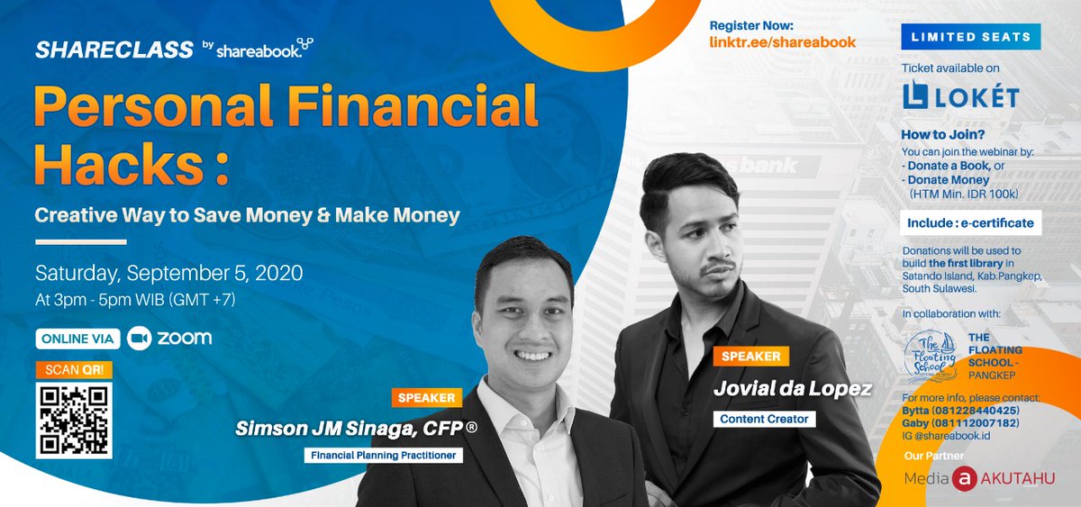 dwinapriyanti's tweet photo. 👩💼 : Speakersnya nih :
1. Simon JM Sinaga, CFP (Financial Planning Practitioner)
2. Jovial da Lopez (Content Creator)
So, mark on your calender to join #SHARECLASS :
🗓 Sabtu, 5 September 2020
⏰ 15.00 - 17.00 WIB (GMT +7)
📍 Zoom Meeting
(Send after registered)
🤵 : Nyimak* https://t.co/B3LbT9v2Zk