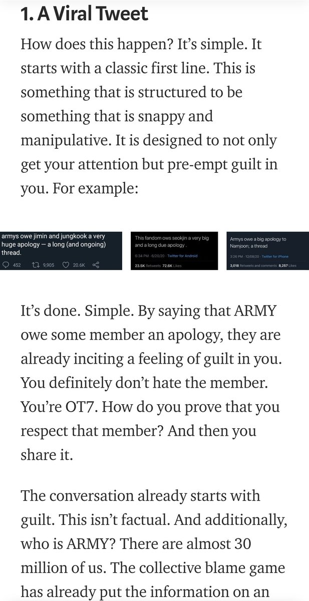 Important thread  #BTSARMY  Courtesy of  @ddaeng_girl3095 We see these things very often in ARMY Twitter. It's important to be knowledgeable.A must read for New army as well as Old army. Here's the link:  https://medium.com/p/dear-army-from-a-fellow-army-c20a7db45246?source=social.tw&_branch_match_id=7691731130894378541- VIRAL TWEETS