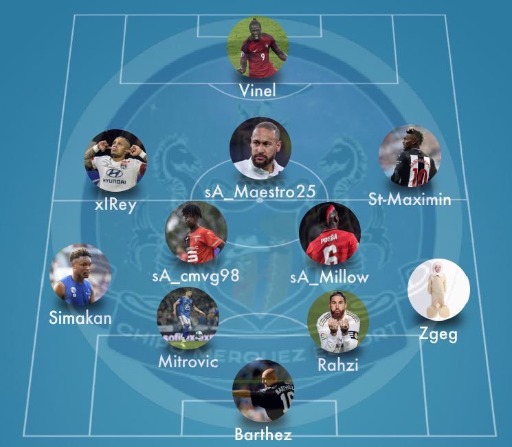 CHIPO MERGUEZ 🌭 (@chipomerguezfc) on Twitter photo ⚫️⚪️ STARTING XI ⚫️⚪️
GK @sA_BarTez 🇫🇷
RB <a href="/ErwaanMarechal/">Sergio</a> 🇫🇷
CB <a href="/Corentinrd59/">Corentin</a> 🇫🇷
CB @13xXht 🇫🇷
LB <a href="/2xXht/">ワカナ</a> 🇫🇷
CDM @Milowboy64 🇫🇷
CDM <a href="/sA_Cmvg98/">➖⚔️sA_Cmvg98 ⚔️➖</a> 🇫🇷
RAM @AllanSaintMaaxx 🇫🇷
CAM @Maestro25__ 🇫🇷©️
LAM @xIRey_10 🇫🇷
ST <a href="/vinel88440/">Montemoi2su</a> 🇫🇷 ⚫️⚪️ STARTING XI ⚫️⚪️
GK @sA_BarTez 🇫🇷
RB <a href="/ErwaanMarechal/">Sergio</a> 🇫🇷
CB <a href="/Corentinrd59/">Corentin</a> 🇫🇷
CB @13xXht 🇫🇷
LB <a href="/2xXht/">ワカナ</a> 🇫🇷
CDM @Milowboy64 🇫🇷
CDM <a href="/sA_Cmvg98/">➖⚔️sA_Cmvg98 ⚔️➖</a> 🇫🇷
RAM @AllanSaintMaaxx 🇫🇷
CAM @Maestro25__ 🇫🇷©️
LAM @xIRey_10 🇫🇷
ST <a href="/vinel88440/">Montemoi2su</a> 🇫🇷