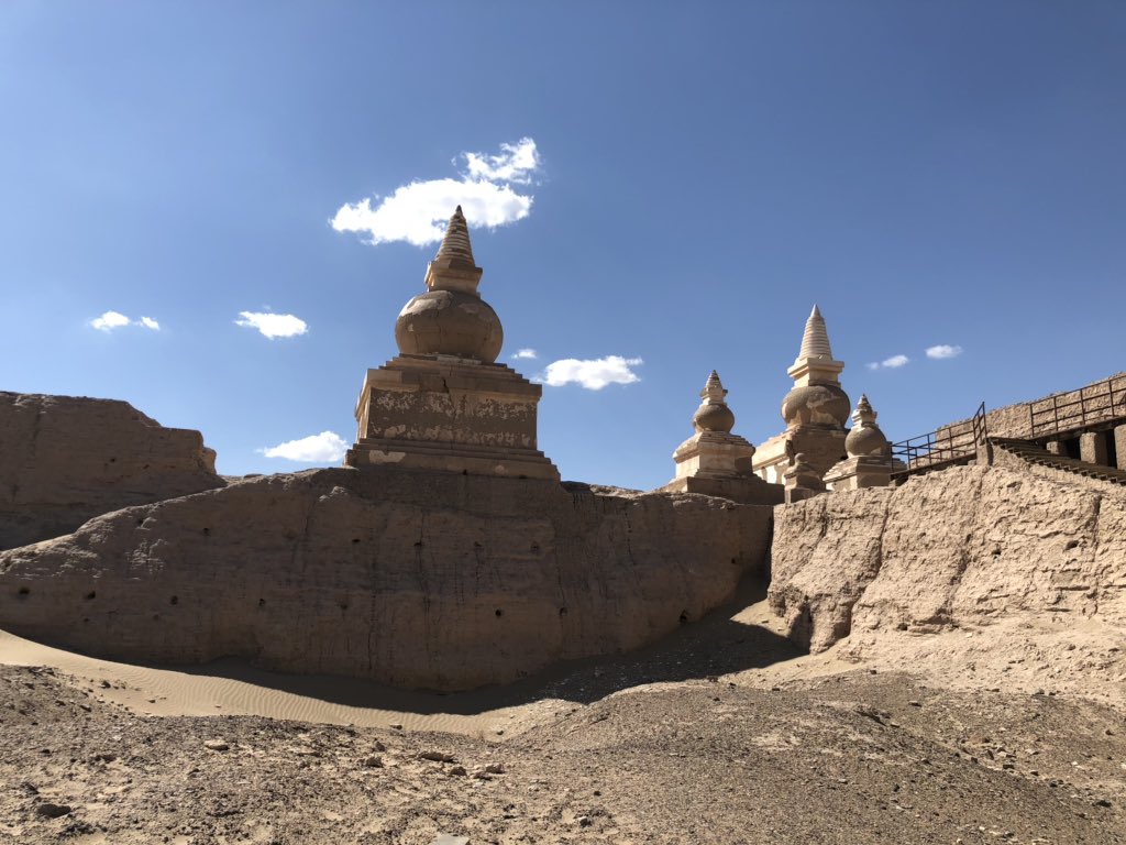 Marco Polo visited an Etzina on the desert edge - almost certainly the then Mongolian city under its Tangut name. Polo refers to a city of isolators and this religious plurality is still seen - Buddhist stupas, and outside the walls a travellers’ mosque for itinerant traders 3/5