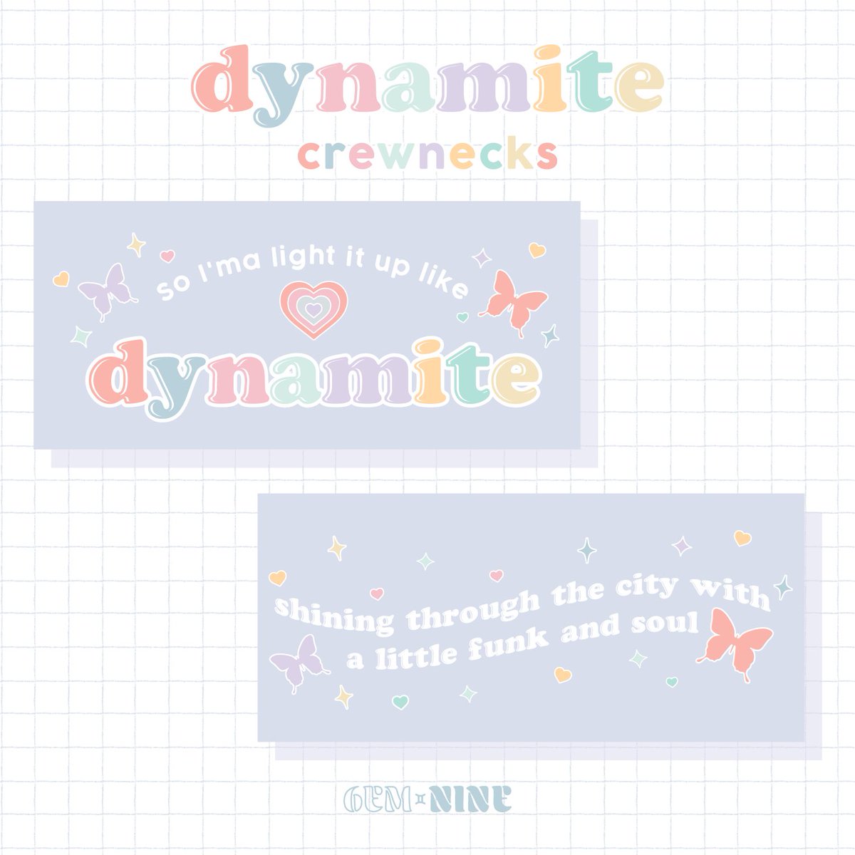 6EMNINE's tweet photo. ✨🌈DESIGN DROP 🌈✨
⇢ DYNAMITE 3/3「 oversize t-shirt 」
⇢ detail:
•lilac oversize t-shirt
•puff print: dynamite
#bts #btsdynamite #dynamite #btsmerch #dynamitemerch #btspins #btsmerch #btsaesthetic #bangtan #btscrewneck #btsapparel #kpopapparel #kpop #dynamitebside https://t.co/v7CcTPvLi1