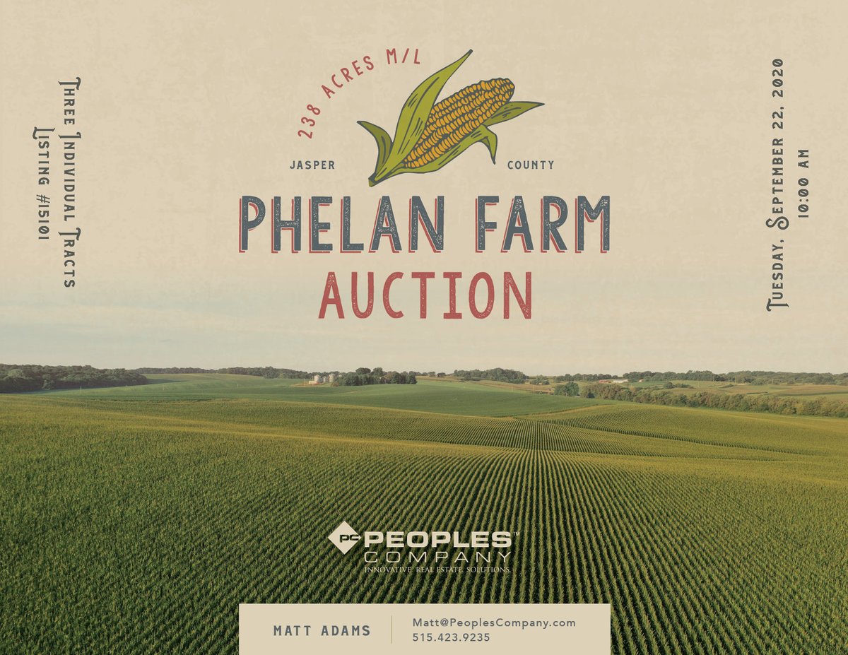 PeoplesCompany's tweet photo. 238 total Acres M/L (3 Individual Tracts) Available in Jasper County, IA!
Public Auction: September 22nd at 10:00 AM
Jasper County Fairgrounds
Listing #15101 | Agent: @Peoples_Matt
🔗https://t.co/RGXPVmmbw2
#PeoplesCompany #LandAvailable https://t.co/trkjjPf0hU