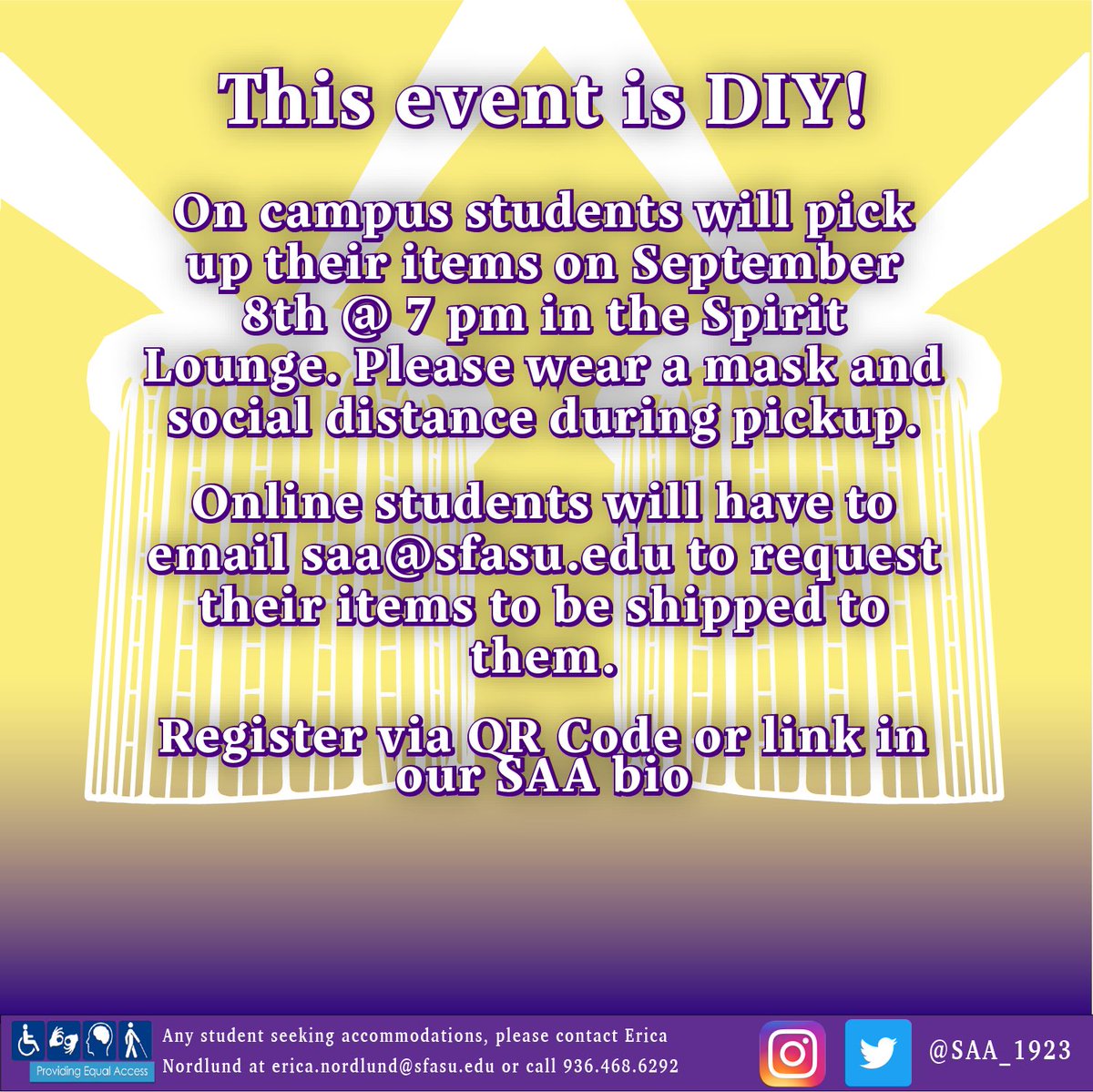 SAA_1923's tweet photo. Introducing our next event, U Stuff It!!! Link to register for items is in our bio!! 😊 #thesaaexperience #lumberjackstrong https://t.co/Goidsi5UXt