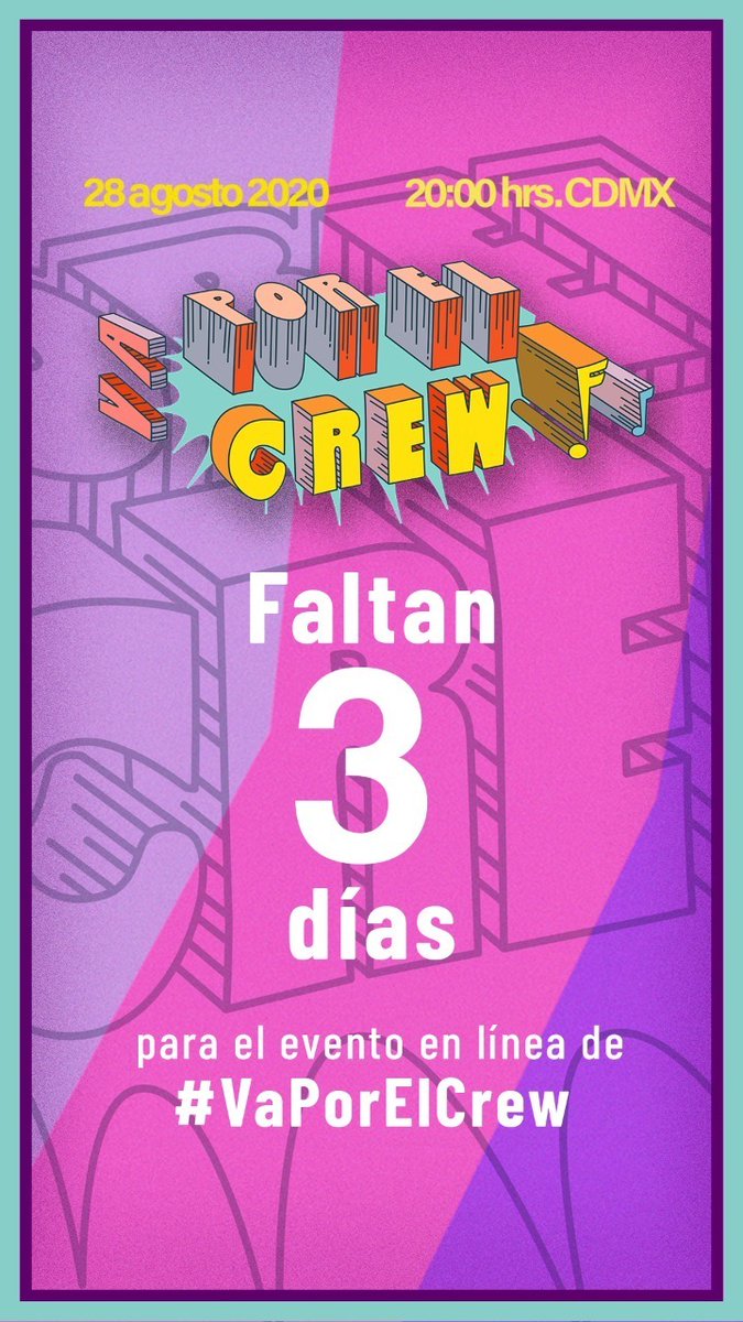 Este 28/08 acompáñanos a las 20:00h CST para la transmisión del evento de cierre de #VaPorElCrew.

Dona $150 a través vaporelcrew.hipgive.org y elige esta☝️recompensa. ¡No olvides revisar tu zona horaria y disfruta del evento desde cualquier parte del mundo!