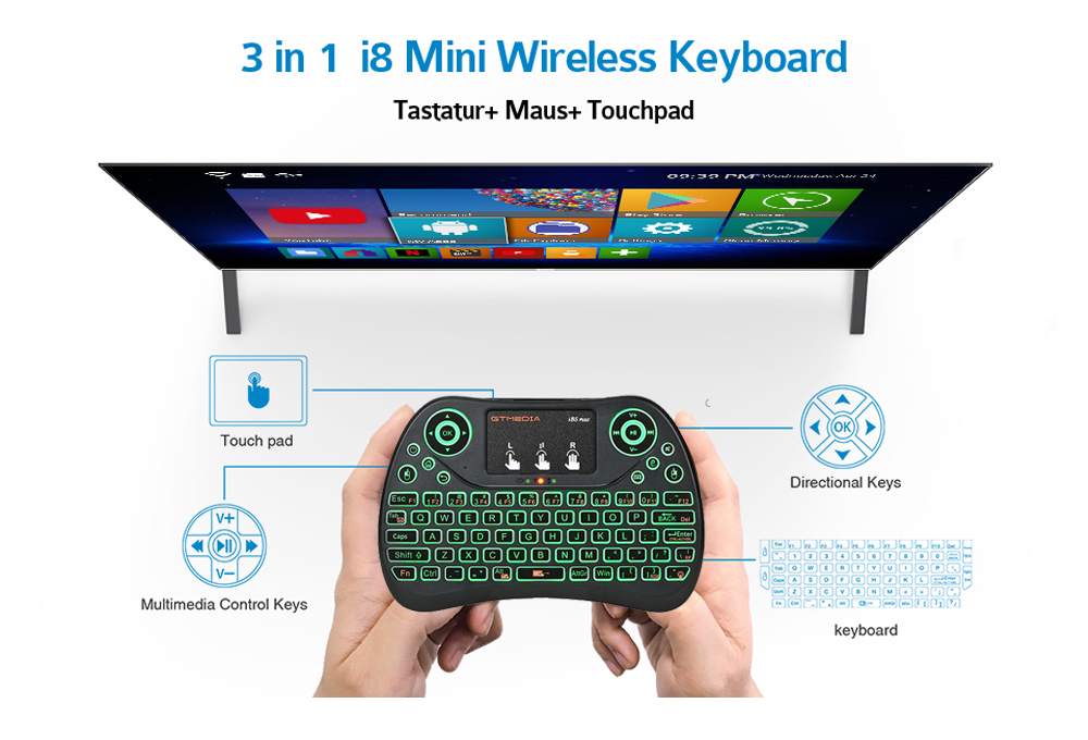 zhangjun668899's tweet image. 2.4g wireless backlight i8s mini keyboard with touchpad for android tv box spanish version.
Suitable for computer, smart tv, android tv box, google tv box, xbox 360, ps3 / ps4, htpc / iptv, etc. from vice with usb interface. #Laura #TuesdayThoughts #TuesdayMotivation