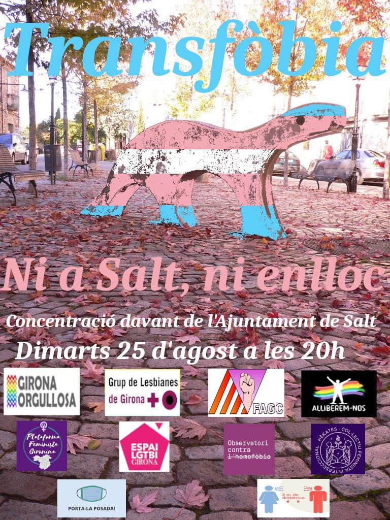 pereboterosalt's tweet photo. 🔥 Cremem la intolerància i la violència patriarcal de les nostres vides!
📢 Concentració de suport a la veïna agredida als carrers de @ViladeSalt i en contra la #LGTBIfòbia
📆 Dimarts 25 d'agost
⌚ 20:00h
📍 Plaça de Lluís Companys
#NiUnaMés #EnsVolemVives #Salt #PereBotero https://t.co/Rc5s4kyqvy