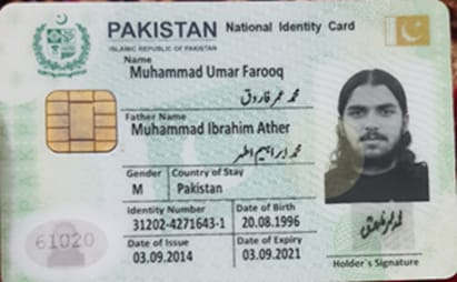 Umar Farooq's Pakistani national identity card.  @NIA_India leaves no scope for pak to deny that  #Pulwama attackers came from it's soil
