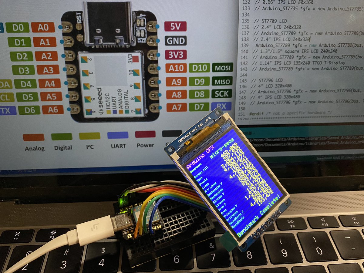 moononournation's tweet image. Hurray! #Arduino_GFX no need any code change already can support #seeeduino #XIAO !
