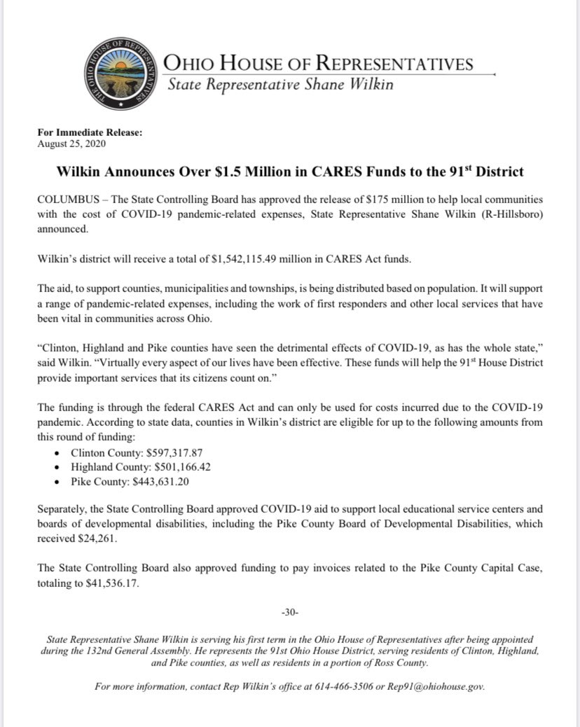 State Senator Shane Wilkin tweet media