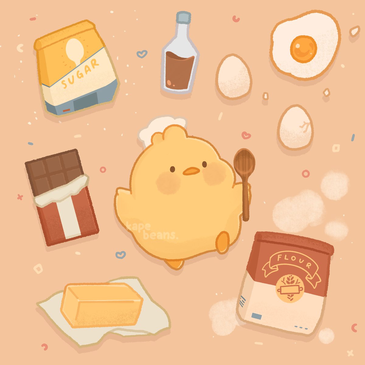「what's he baking? ? 」|bib 🐥☕️のイラスト