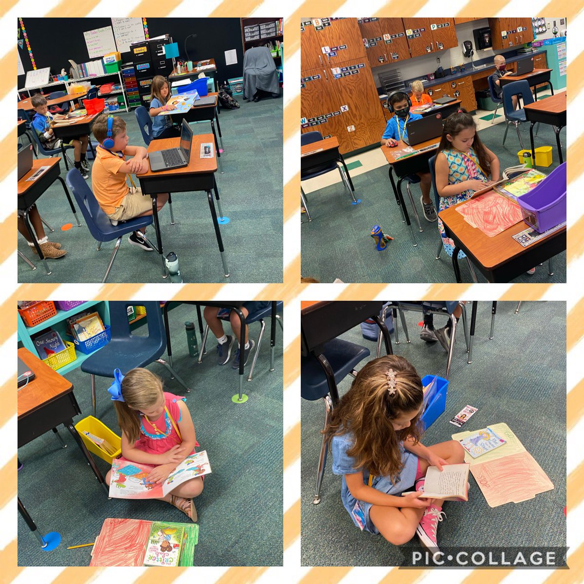 TallmanClass's tweet photo. Curl up with a good book! 2nd graders working on our reading stamina. @FierceFolsom https://t.co/EWa3ZQwSKH