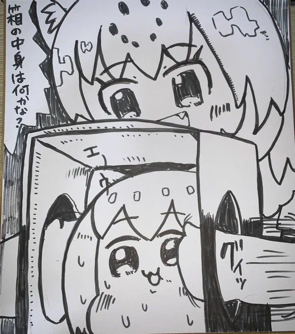 けものフレンズ3の1番好きなシーンを色紙に描きました 