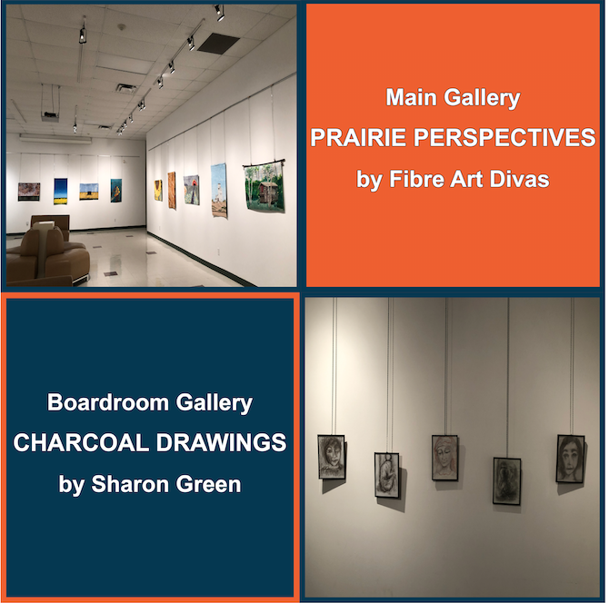 Prairie Perspectives by Fibre Art Diva's in the Main Gallery until Aug 27. Charcoal Drawings by Sharon Green in the Boardroom Gallery until Sep 3. Call  204-239-6029 to book an appointment, Monday-Thursday, 11am-3pm.