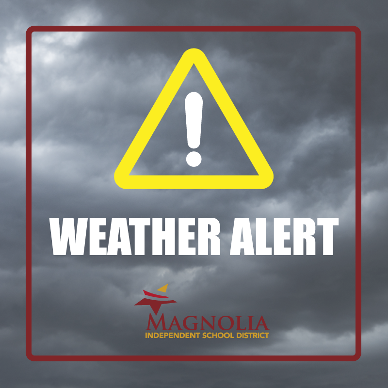 MagnoliaISD's tweet photo. ⚠️ Magnolia ISD is cancelling Small Group Support Days, &amp; all before &amp; after school activities for Wed., Aug. 26. All learning for Wed. will continue online &amp; be asynchronous. Teachers will be available via email to assist students. Check the website, for the latest updates. https://t.co/OAad0HFIVu