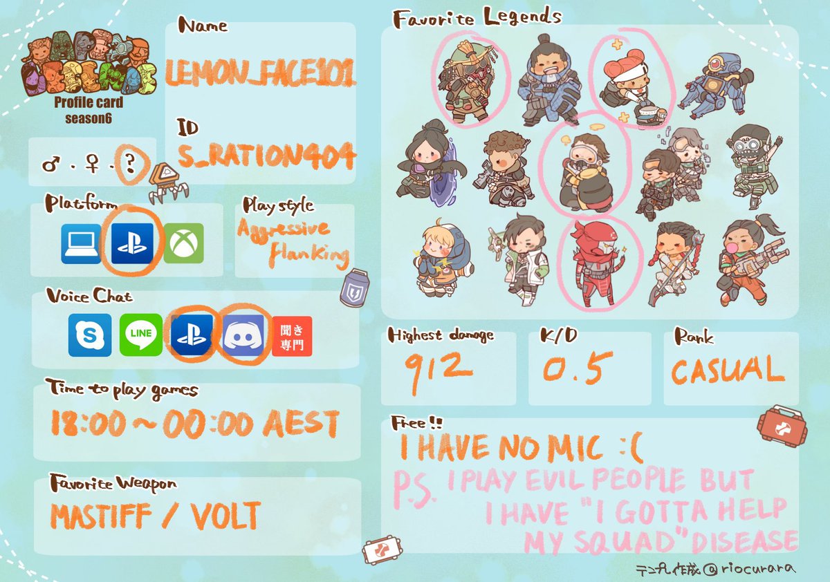 Ration S My Season 6 Apexlegends Apex Profile Card Thank You To Riocurara For Making The Template 3 Apex自己紹介カード Lemon Face101 Is My Psn Name Btw T Co Qvxdj0kpef Ration S My Season 6 Apexlegends Apex Profile Card Thank You To Riocurara For Making The Template 3 Apex自己紹介カード Lemon Face101 Is My Psn Name Btw T Co Qvxdj0kpef