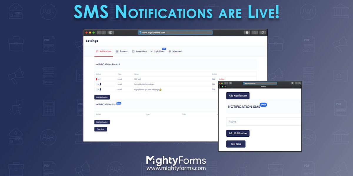 MightyForms's tweet image. #TuesdayThoughts So MightyForms just added our SMS notifications feature. How do get your tasks for the day? Email, SMS, Productivity apps, or the good ol&apos; mountain of post-its?

#smsnotification #formbuilder #formfeature