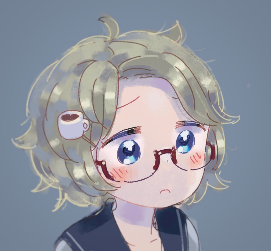 1girl solo glasses blue eyes hair ornament short hair blush  illustration images