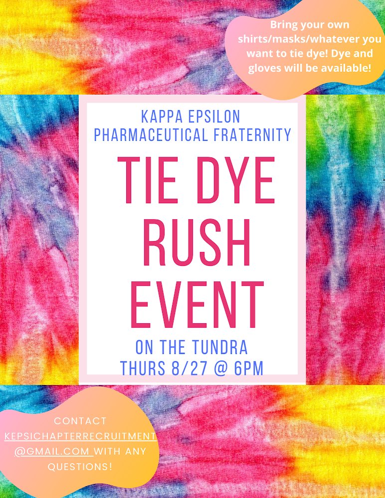 ONUkappaepsilon's tweet photo. What’s up polar bears!! Come join Kappa Epsilon at our Tie Dye Rush Event this Thursday at 6pm! Bring some old clothes and anything you want to add a pop of ✨color✨to while getting to know some of our awesome members :)

❤️🧡💛💚💙💜 https://t.co/7F4ucdgsfU