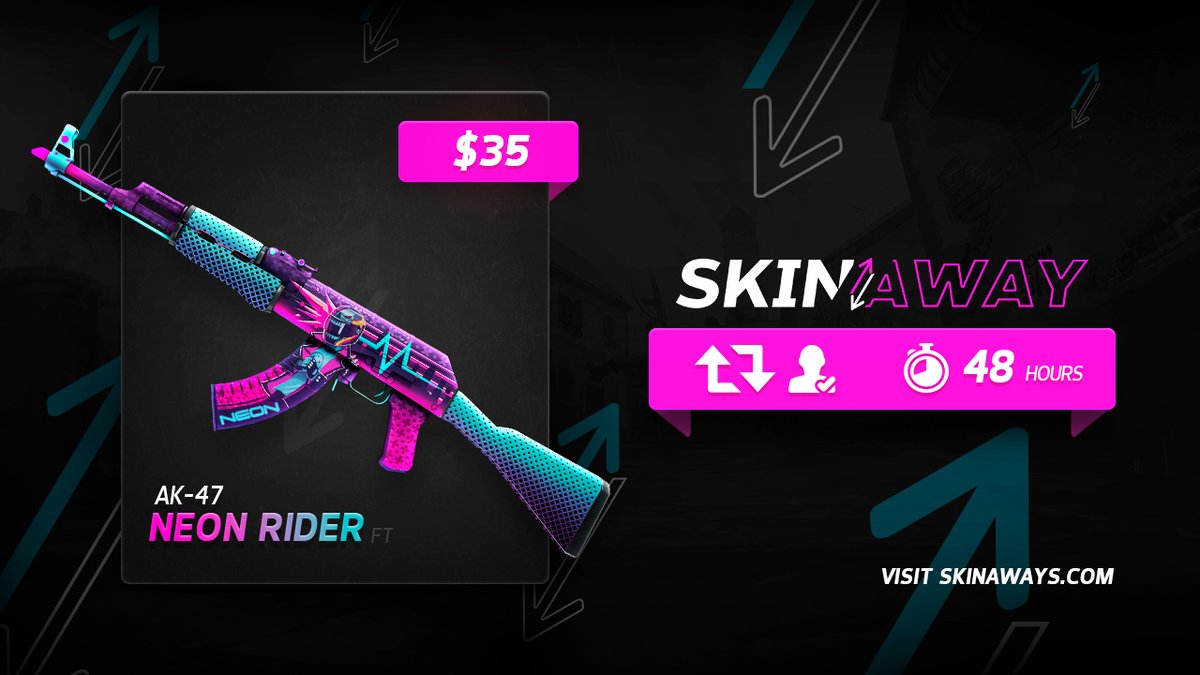 Skinawayscom's tweet photo. $35 GIVEAWAY 🥳

AK-47 Neon Rider

✅ Follow us &amp; @betrefscom 
✅ Retweet
✅ Visit https://t.co/WdaL6QEDN3
✅ Tag a friend

⏳48-HOURS, GOODLUCK🙏 https://t.co/nzOCJJbMWP