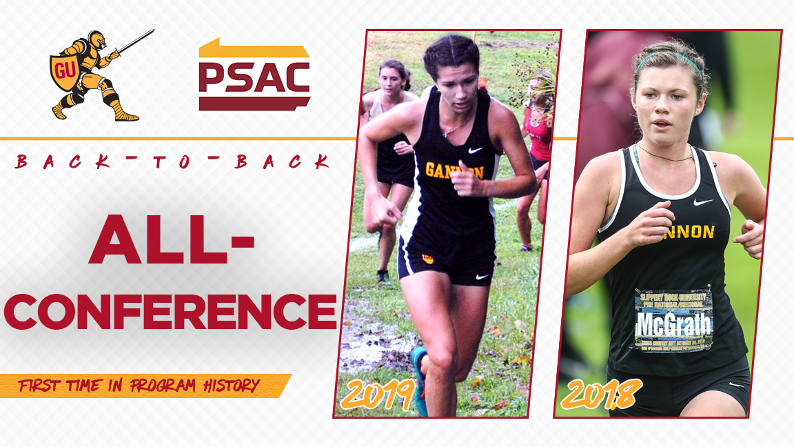 GUKnights's tweet photo. For the first time in program history, the Gannon women's cross country squad had two players named All-Conference in back-to-back seasons. Sarah Fiorello and Grace McGrath took home the honors for the Golden Knights.

#KnightNotes #UKnighted https://t.co/WBKB39KuhP