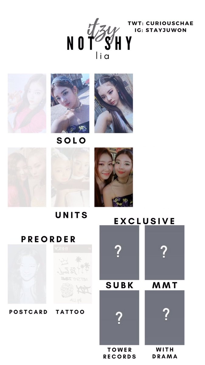 fluffycharming's tweet photo. 🔮WANT TO BUY (WTB)🔮

ITZY NOT SHY ALBUM

Want:
✨Lia Photocard ( B / C ver.)
✨Lia and Chaeryeong (unit pc)

tags wts wtb wtt itzy photocard pc https://t.co/vHDKce6EIR