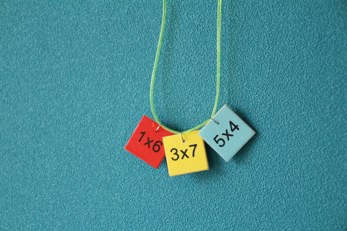 MATH SQUARES NECKLACE - thrifted and upcylced materials - adjustable length - €8.50 with free shipping to the Netherlands. International shipping possible https://www.etsy.com/listing/832670492/colourful-wooden-squares-retro-necklace?ref=shop_home_active_18&frs=1