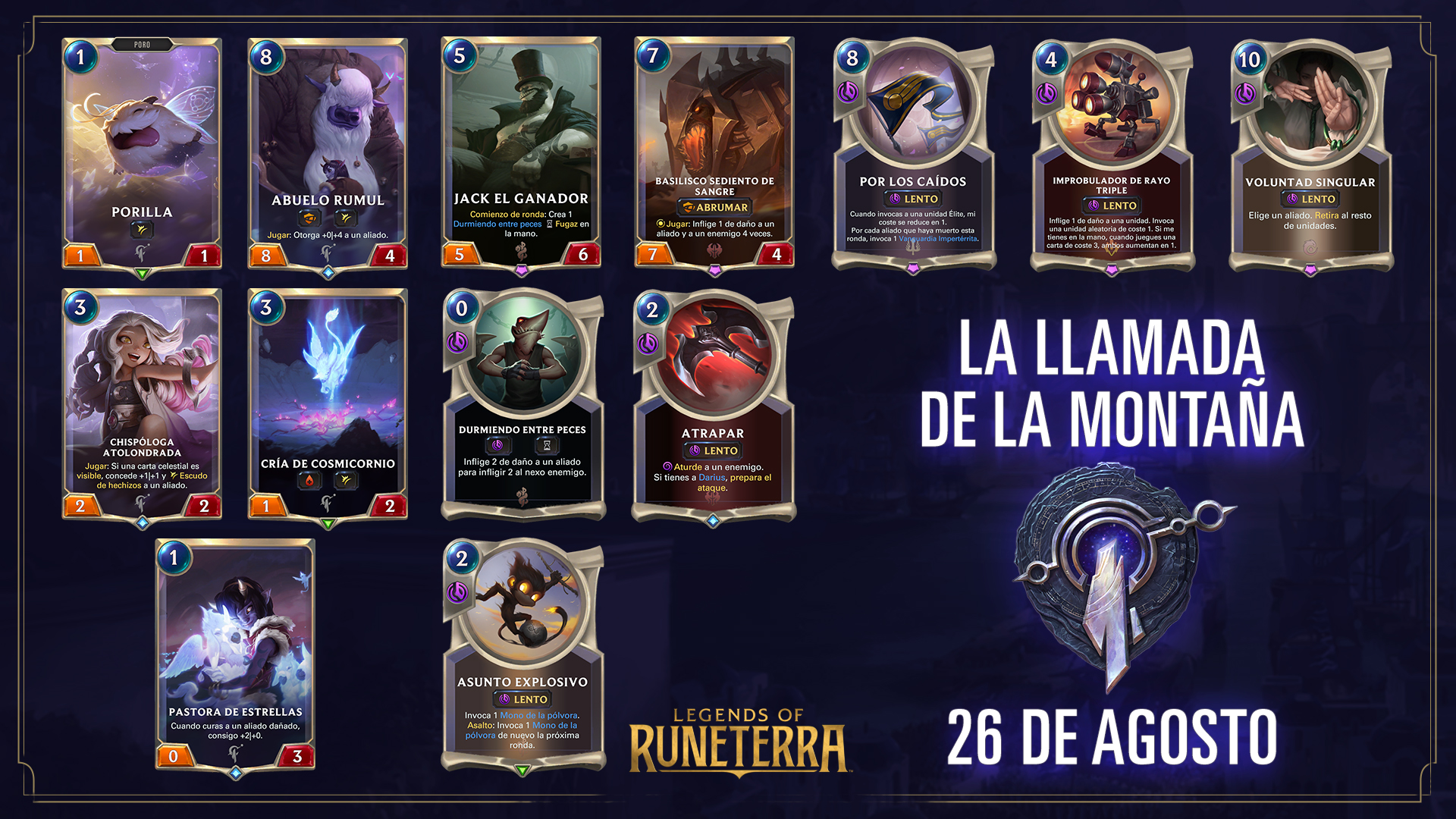 Útimas cartas de la Llamada de la Montaña. Fuente Twitter @RuneterraEs