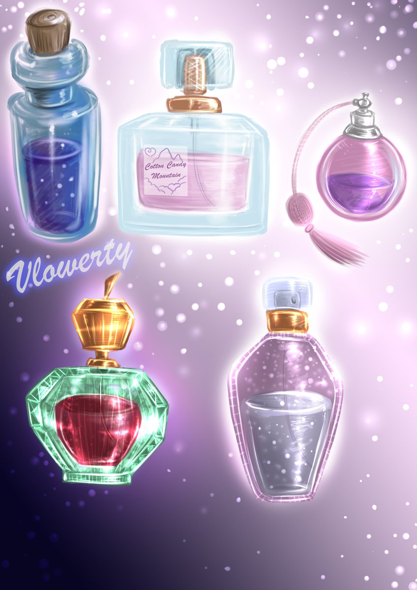 Drawing Beautiful Perfume Bottles Floral Perfume Bottles Clipart