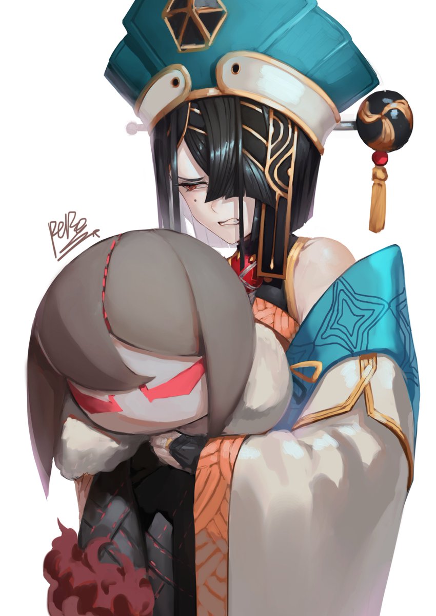 yu mei-ren (fate) 1girl black hair mole mole under eye hair over one eye chinese clothes breasts  illustration images